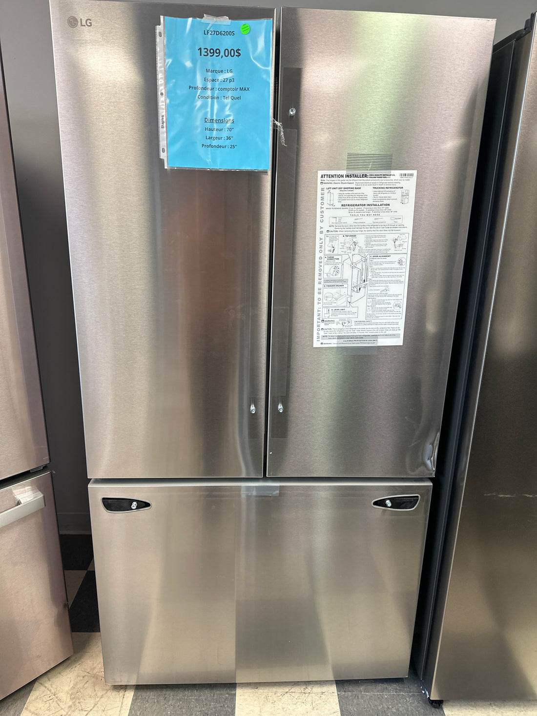 Réfrigérateur 36" - LF27D6200S - LG - Tel Quel