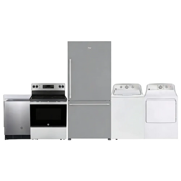 Combo 5 électros - Frigo 30" congélateur en bas - Stainless