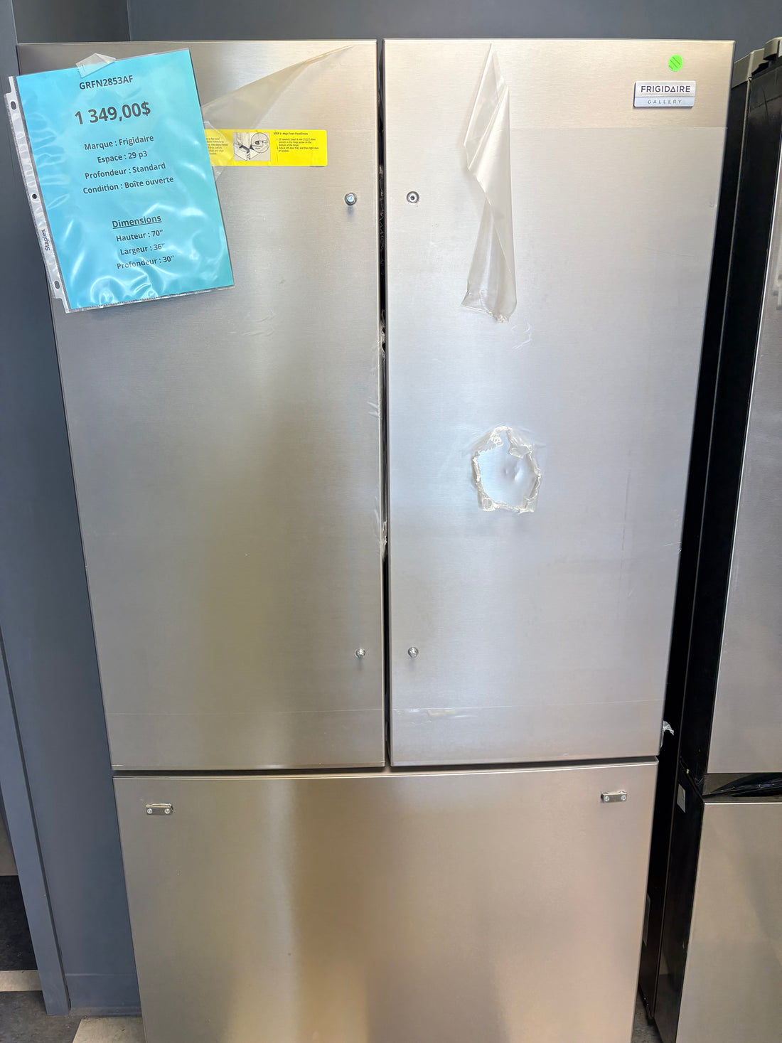 LIQUIDATION - Réfrigérateur à portes françaises 36" - Frigidaire Gallery - GRFN2853AF - Tel Quel