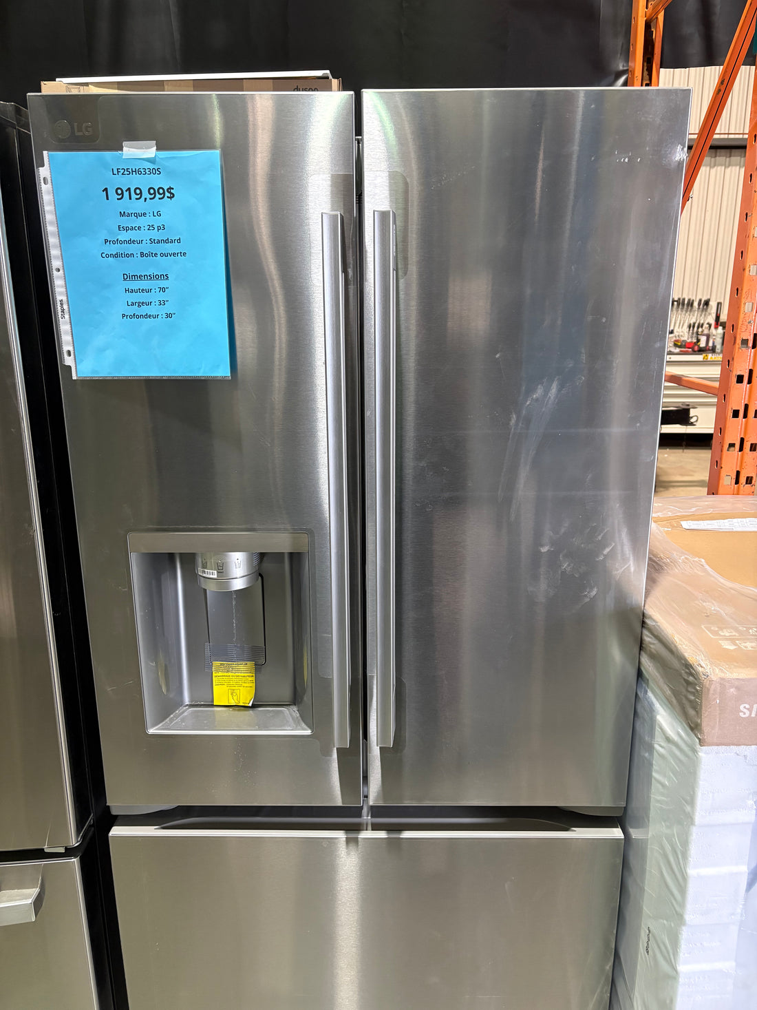 Réfrigérateur à portes françaises 33'' - LG - LF25H6330S - Tel quel